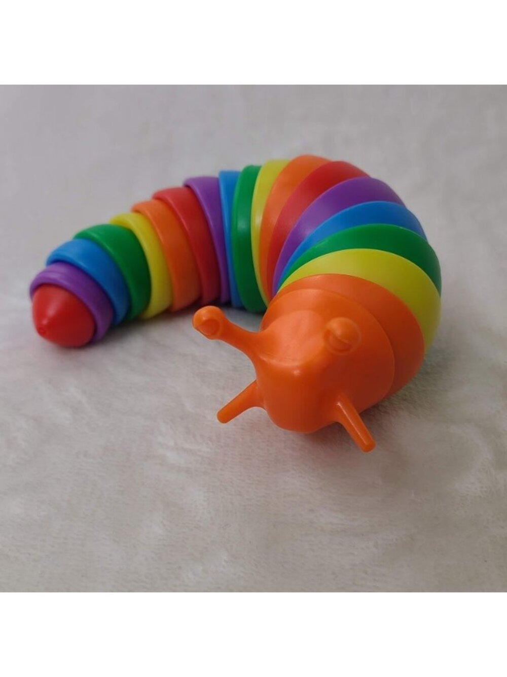 Rainbow Slug Fidget Toy Large Articulated Sensory Wiggle Desk Toy Stress Relief - Picture 2 of 6